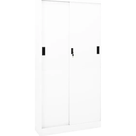 vidaXL kontorskab med skydelåger 90x40x180 cm hvid stål