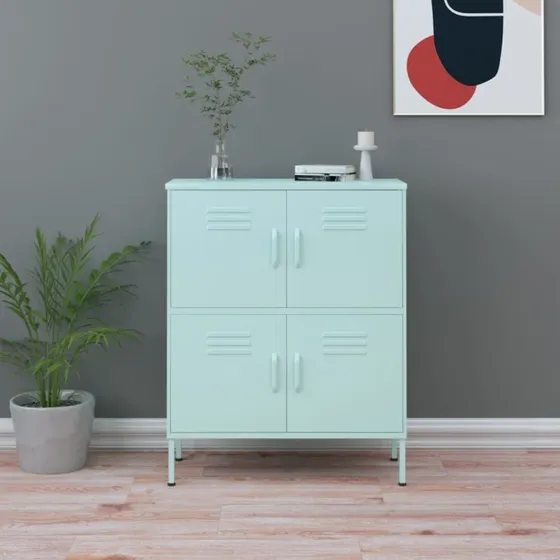 vidaXL opbevaringsskab 80x35x101,5 cm stål mintgrøn