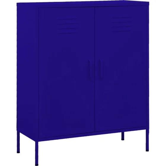vidaXL opbevaringsskab 80x35x101,5 cm stål marineblå