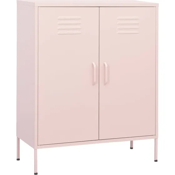 vidaXL opbevaringsskab i stål 80x35x101,5 cm – lyserød