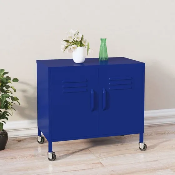 vidaXL opbevaringsskab 60x35x56 cm stål - marineblå