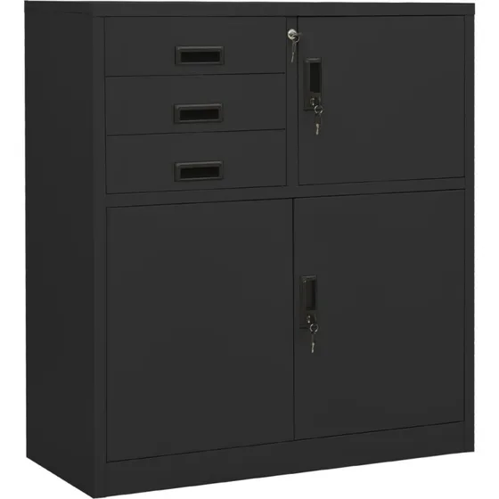 vidaXL kontorskab 90x40x102 cm stål antracitgrå