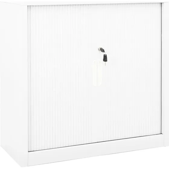 vidaXL skab med skydelåger 90x40x90 cm stål hvid