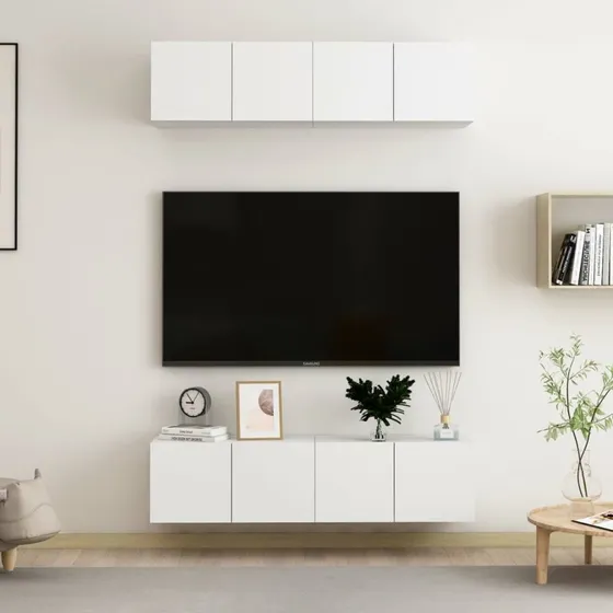 vidaXL vægmonterede tv-borde 4 stk. 60x30x30 cm, hvid