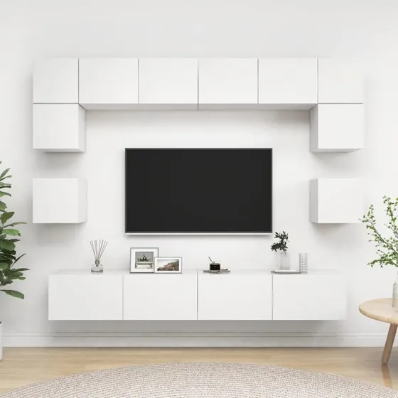 Universal Tv-skabssæt 8 dele 100 cm – Hvid