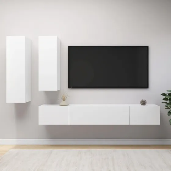 vidaXL TV-skabssæt 4 dele 100 cm hvid