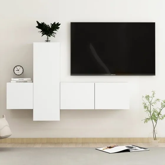 Tv-skabssæt 3 dele 80 cm – Sort (konstrueret træ)