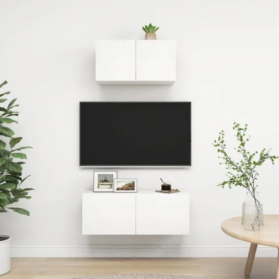 Tv-skabssæt 2 dele konstrueret træ 3/80 cm – sort
