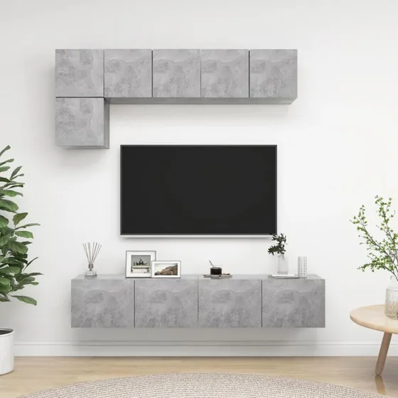 vidaXL tv-skabssæt 5 dele konstrueret træ 80 cm - betongrå