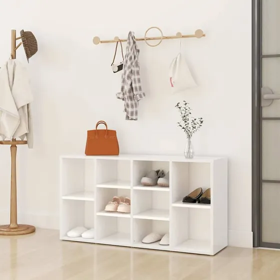 vidaXL Skobænk 103x30x55 cm konstrueret træ - hvid