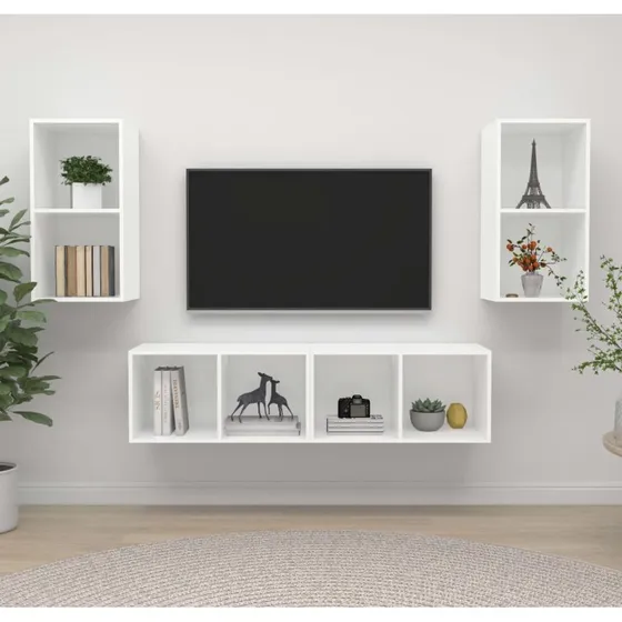 vidaXL vægmonterede tv-skabe 4 stk. hvid (37x37x72 cm)