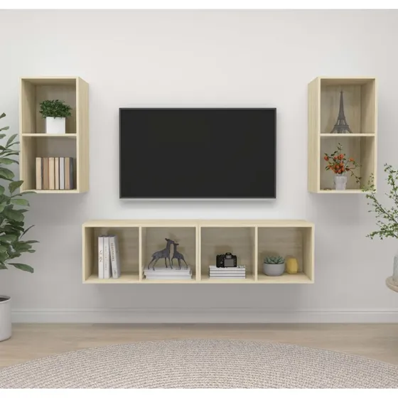 vidaXL vgmonterede tv-skabe 4 stk. konstrueret tr Sonoma-eg