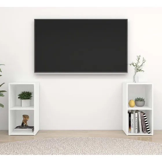 vidaXL TV-skabe 2 stk 72x35x36,5 cm konstrueret træ hvid