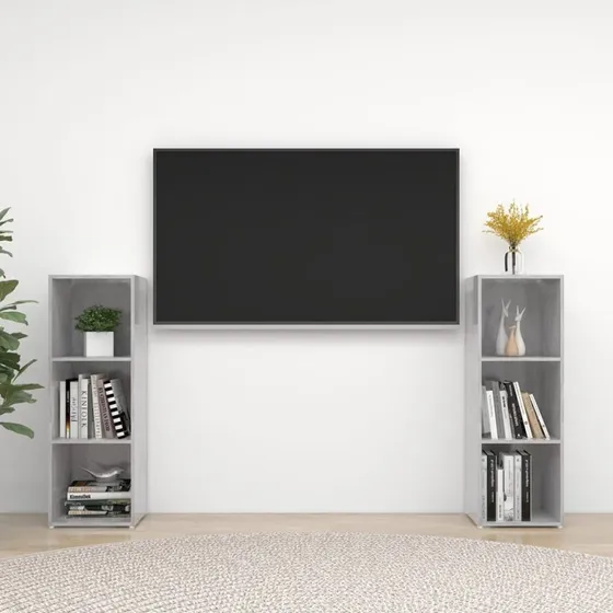vidaXL TV-skabe 2 stk. 107x35x37 cm konstrueret træ betongrå
