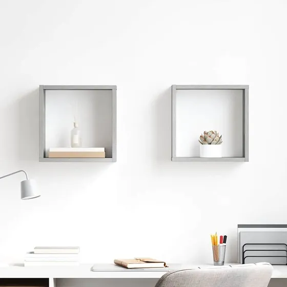 vidaXL væghylder kube 2 stk. 30x15x30 cm – betongrå