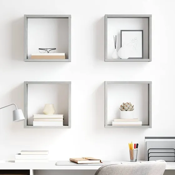 vidaXL væghylder 4 stk. kube 30x15x30 cm betongrå