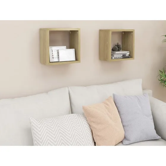 vidaXL væghylder 2 stk. 26x15x26 cm kube sonoma-eg