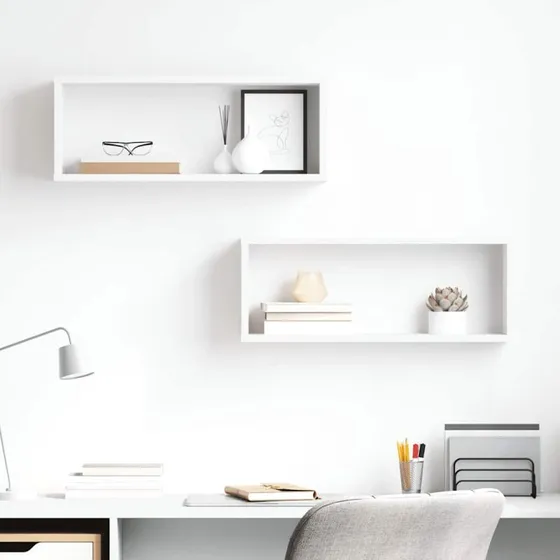 vidaXL væghylder kube 2 stk. 60x15x23 cm hvid