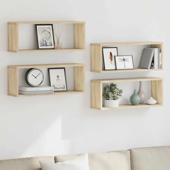 vidaXL Kube-væghylder 4 stk. 60x15x23 cm Sonoma-eg