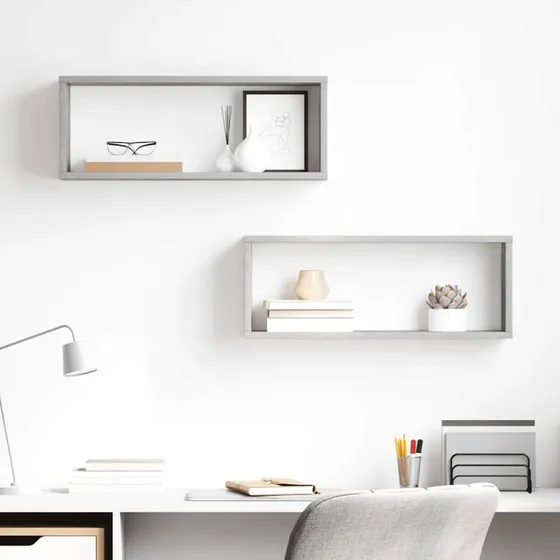 vidaXL væghylder 2 stk. kube 60x15x23 cm konstrueret træ, betongrå