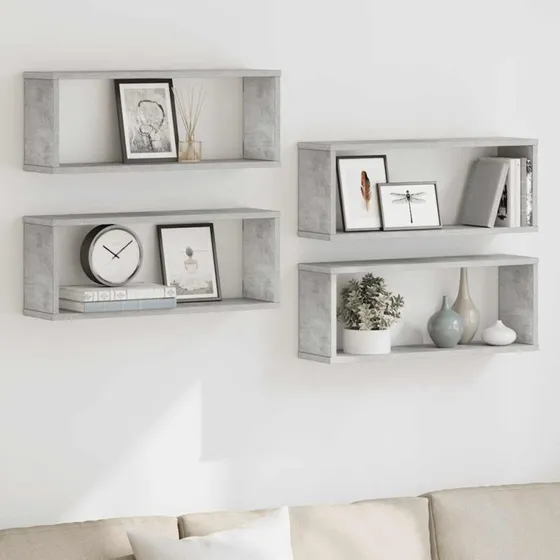 vidaXL væghylder 4 stk. kube 60x15x23 cm betongrå