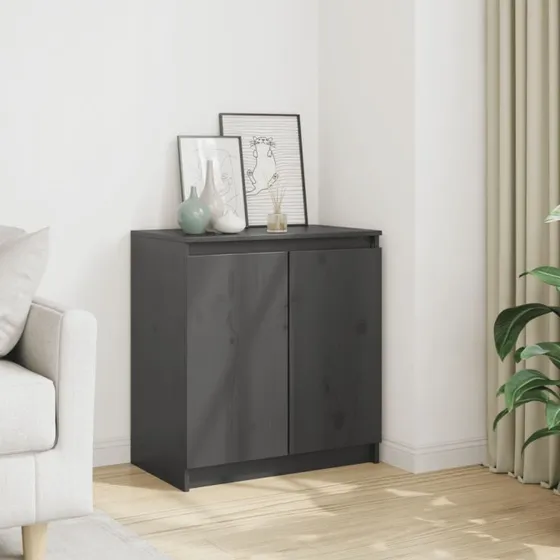 vidaXL skab 60x36x65 cm massivt fyrretræ, grå