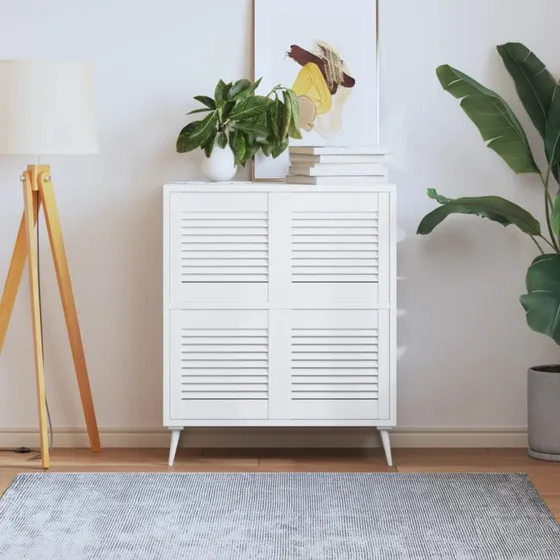 vidaXL skabslger 4 stk 39,5x39,4 cm lameldesign massiv fyr hvid