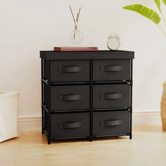 vidaXL opbevaringsreol 6 skuffer 55x29x55 cm stål/sort