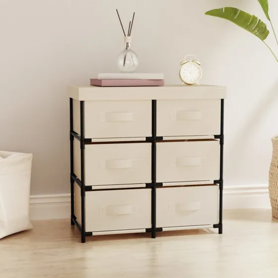 vidaXL opbevaringsreol 6 skuffer 55x29x55 cm stål creme