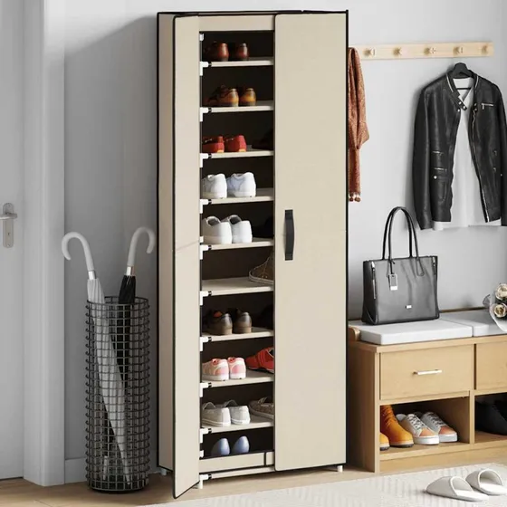 vidaXL skoskab 60x30x166 cm stof, creme
