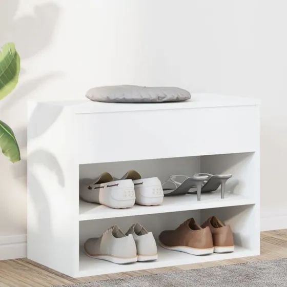 vidaXL skobænk 60x30x45 cm konstrueret træ hvid