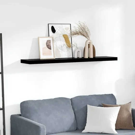 vidaXL væghylde 120x23,5x3,8 cm MDF sort højglans