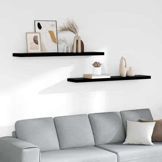 vidaXL væghylder 2 stk. 120x23,5x3,8 cm MDF sort højglans