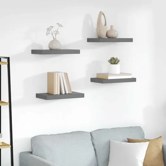 vidaXL Væghylder 4 stk. 40x23x3,8 cm MDF grå højglans