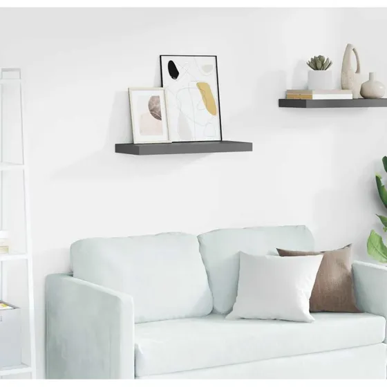 vidaXL væghylde 60x23,5x3,8 cm MDF grå højglans