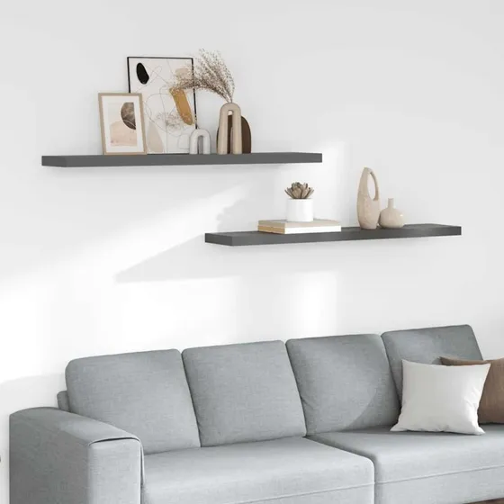 vidaXL væghylder 2 stk. 120x23,5x3,8 cm MDF grå højglans