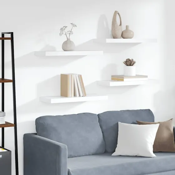 vidaXL væghylder 4 stk. 60x23,5x3,8 cm MDF hvid