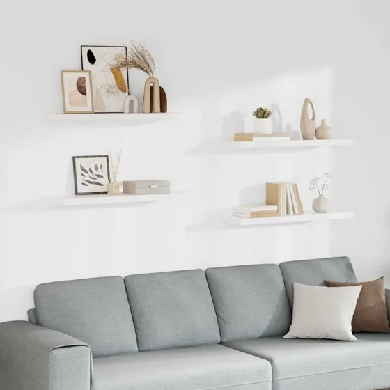 vidaXL væghylder 4 stk. MDF hvid 90x23,5x3,8 cm