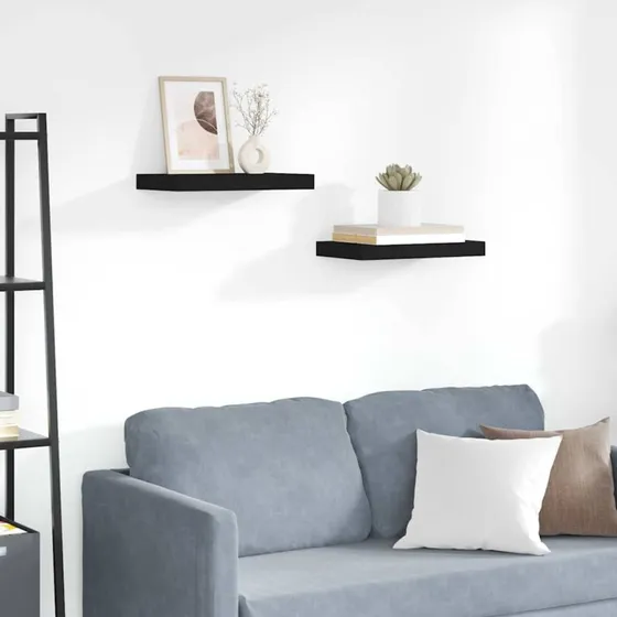 vidaXL Væghylder 2 stk. 40 x 23 x 3,8 cm MDF – Sort
