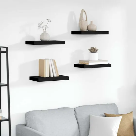 vidaXL væghylder 4 stk. 40 x 23 x 3,8 cm MDF, sort