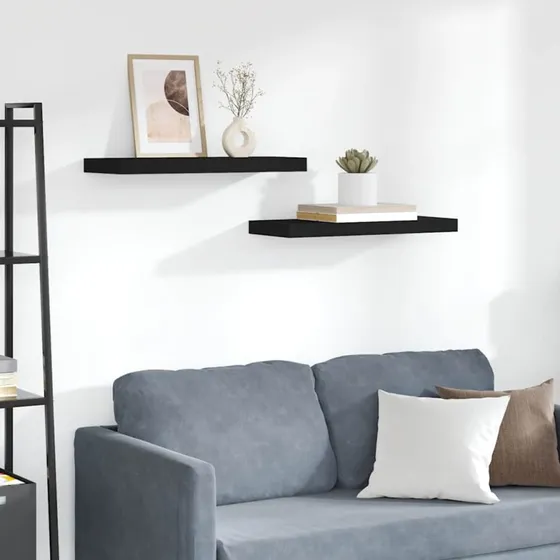 vidaXL Væghylder 2 stk. 60x23,5x3,8 cm MDF, Sort
