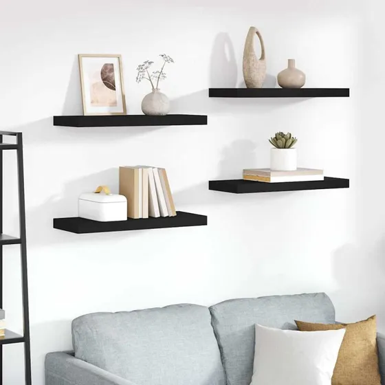 vidaXL væghylder 4 stk. 60x23,5x3,8 cm MDF sort