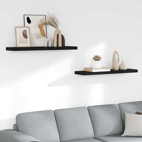 vidaXL væghylder 2 stk. 90x23,5x3,8 cm MDF sort