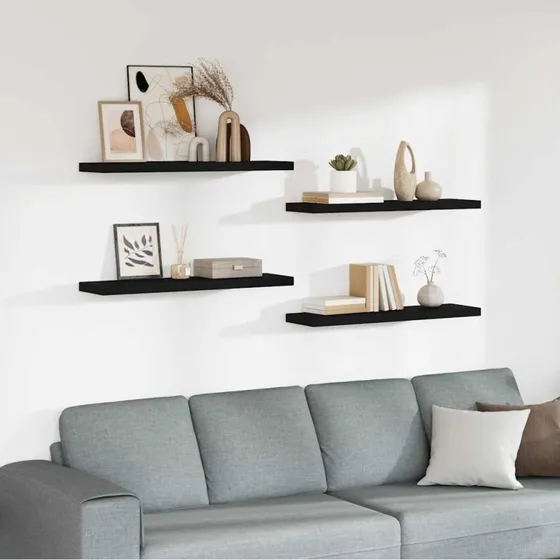 vidaXL væghylder 4 stk. 90x23,5x3,8 cm MDF sort