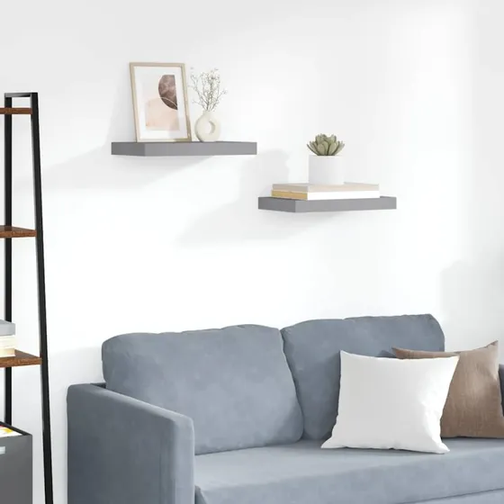 vidaXL væghylder 2 stk. 40x23x3,8 cm MDF grå