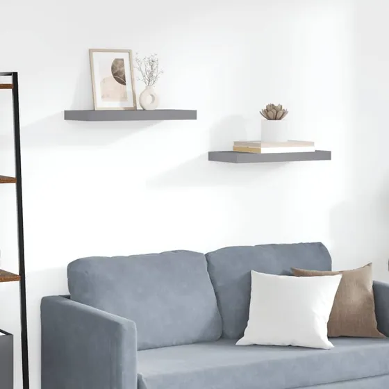 vidaXL væghylder 2 stk. 50x23x3,8 cm MDF grå
