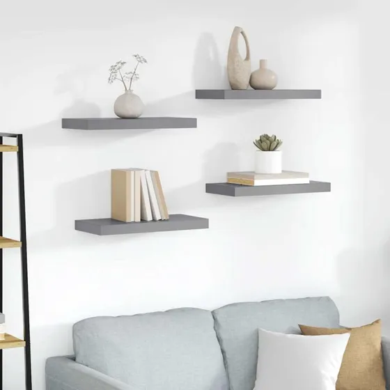 vidaXL væghylder 4 stk. 50x23x3,8 cm MDF grå