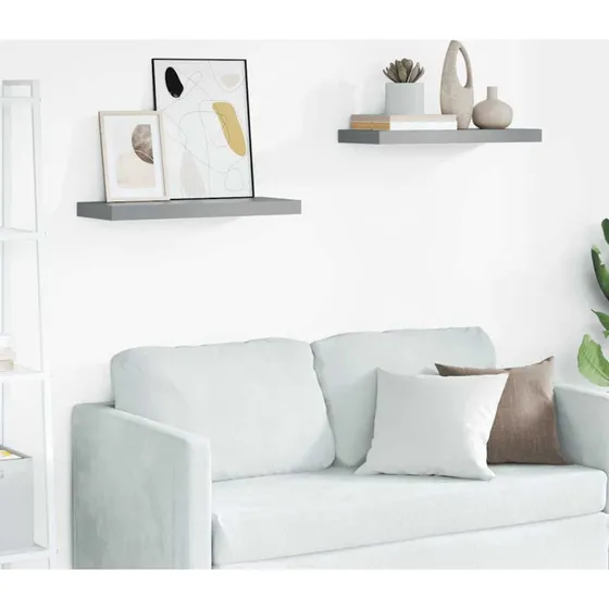 vidaXL væghylder 2 stk. 60x23,5x3,8 cm MDF grå