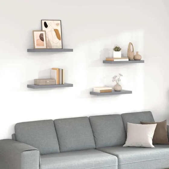 vidaXL Væghylder 4 stk. 60x23,5x3,8 cm MDF – Grå