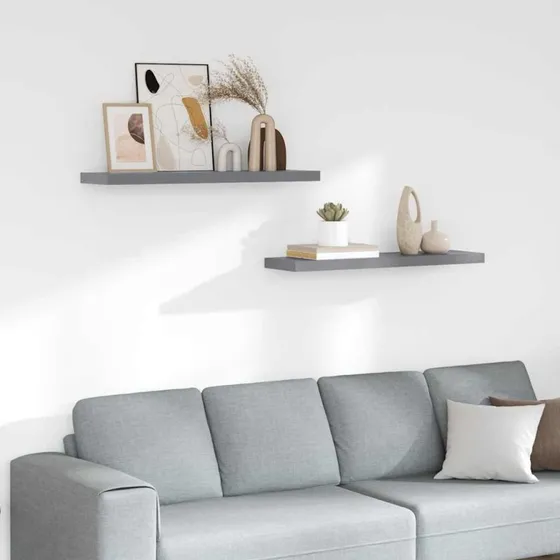 vidaXL væghylder 2 stk. 90x23,5x3,8 cm MDF - grå